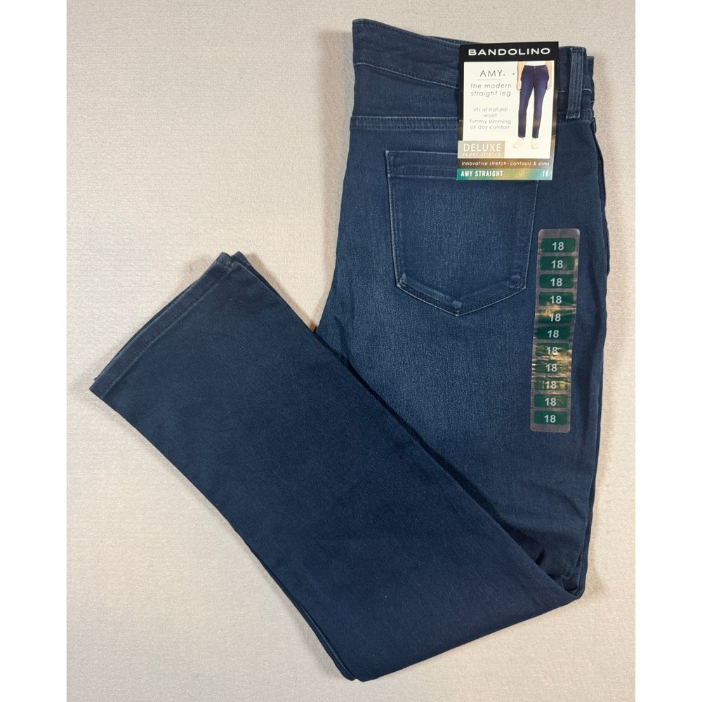 Bandolino Amy Straight Leg Women's Jeans - Size 18 - Deluxe Super Stretch - Dark